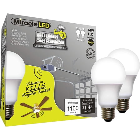 TGHTBA-14W Rough Service Household Light Bulb Replacing up to 120W (2-Pack) Daylight White