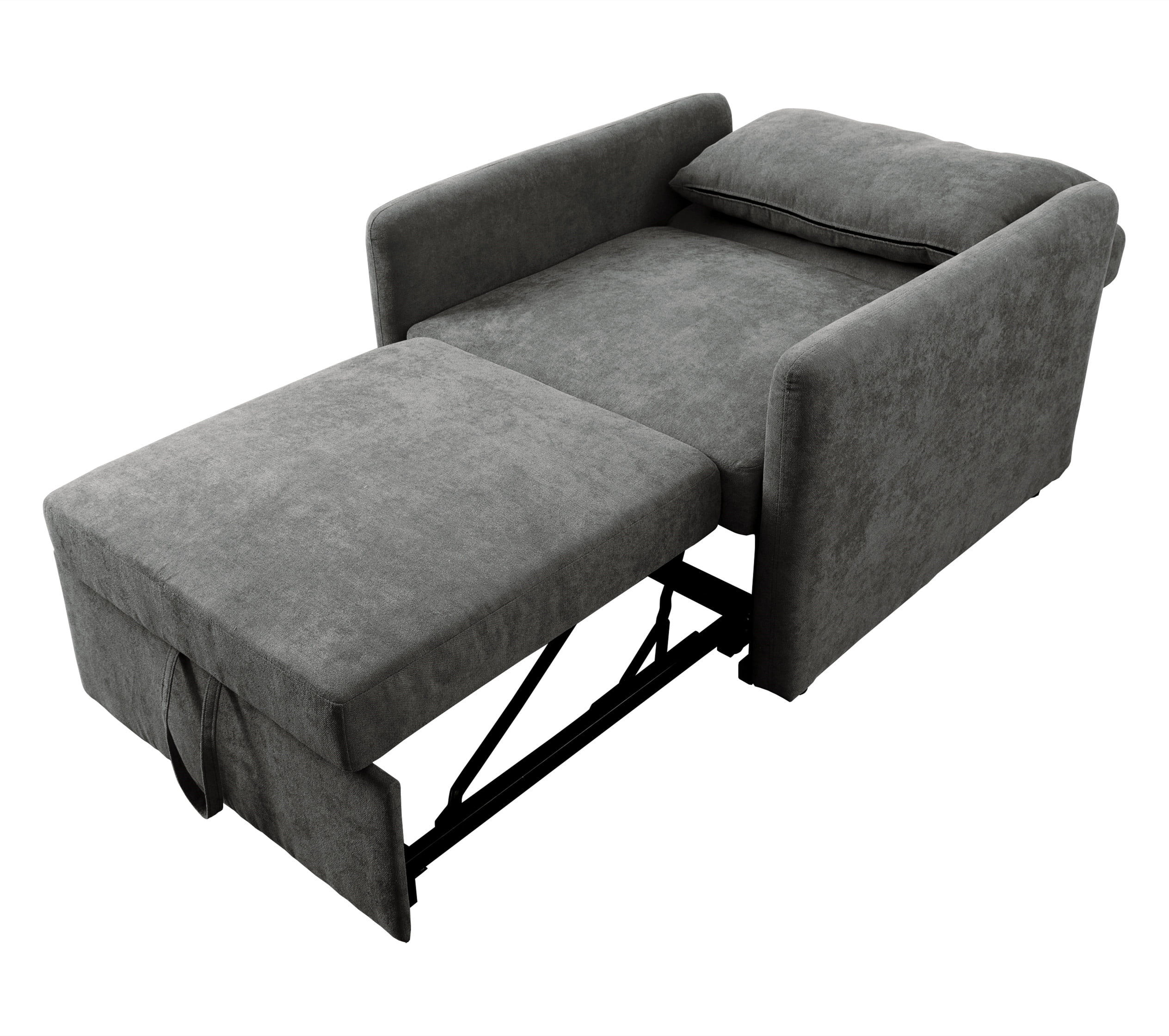 Aukfa 36" Chaise Futon Convertible Sofa Bed, Pull Out Sleeper Chair Bed for Home Office, Lint, Gray