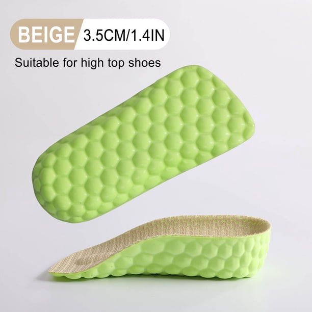 Plantillas para aumentar la altura, para hombres y mujeres, con soporte para el arco del pie, cómodas plantillas para el talón.