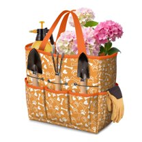 Garden Tool Bag,Yellow Puppy Dog Food Footprints Garden Tool Organizer,Garden Gifts,Waterproof Multi-Pocket Garden Tool Storage 11.8x5.5x11.4 Inch(Tools NOT Included)