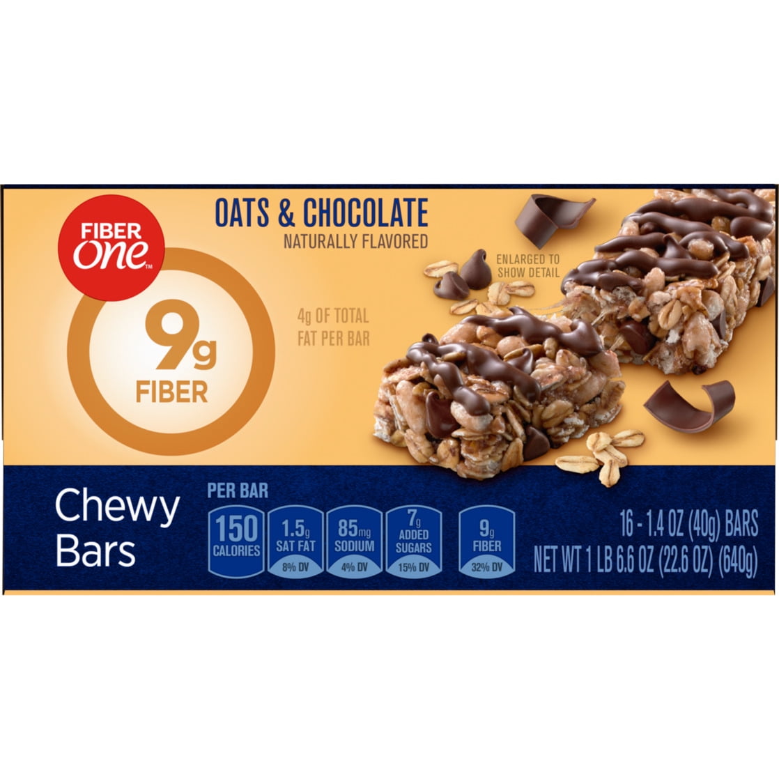 Fiber One Oats & Chocolate Chewy Bars, 16 Count