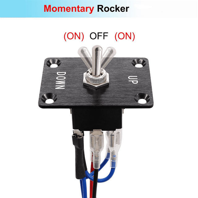 Rocker Toggle Switches Momentary 6 Pin 3 Position (ON)-Off-(ON)UP/Down Polarity Reverse Switch with Panel,Wires and Cap