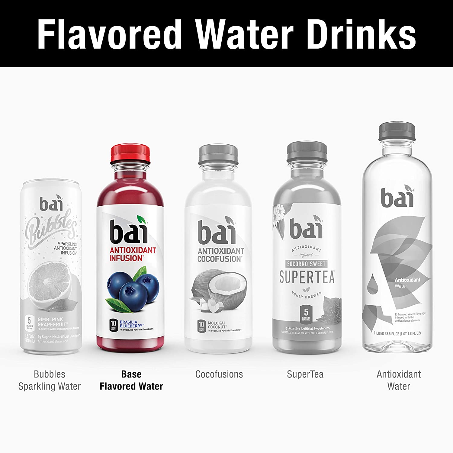 Bai Flavored Water, Brasilia Blueberry, Antioxidant Infused Drinks, 18 Fluid Ounce Bottles, 12 Count Brasilia Blueberry 18 Fl Oz (Pack of 12)