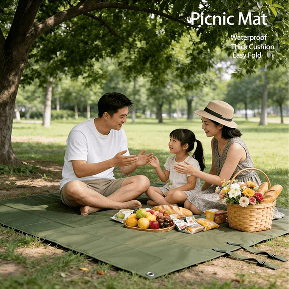 CYFIE Extra Large Waterproof Picnic Blanket 57"x79", Heavy Duty 600D Oxford Fabric Camping Mat, Foldable Portable Outdoor Park Blanket for Family Picnic, Beach, Hiking, Travel, Tailgating