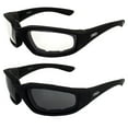 thumbnail image 1 of Two (2) Pairs Kickback Padded Motorcycle Sunglasses Black Frame Clear Lens Smoke Lens, 1 of 7