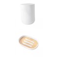 thumbnail image 1 of Juego de Accesorios de Baño Sunnimix Vaso y Jabón de Plástico PP y Madera de Bambú, 1 of 8