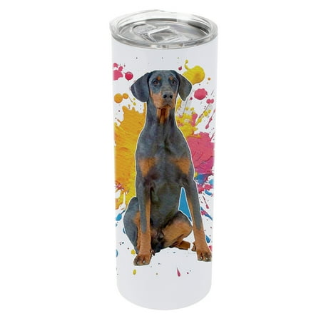 

100 North 20 Ounce Stainless Steel On the Go Travel Tumbler With Push Top Lid Doberman Pinscher Dog