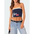thumbnail image 6 of nvzhuang Women's Summer Tube Tops Strapless/Stripes/Letter Print Bandeau Crop Tops Slim Fit Shirts, 6 of 9