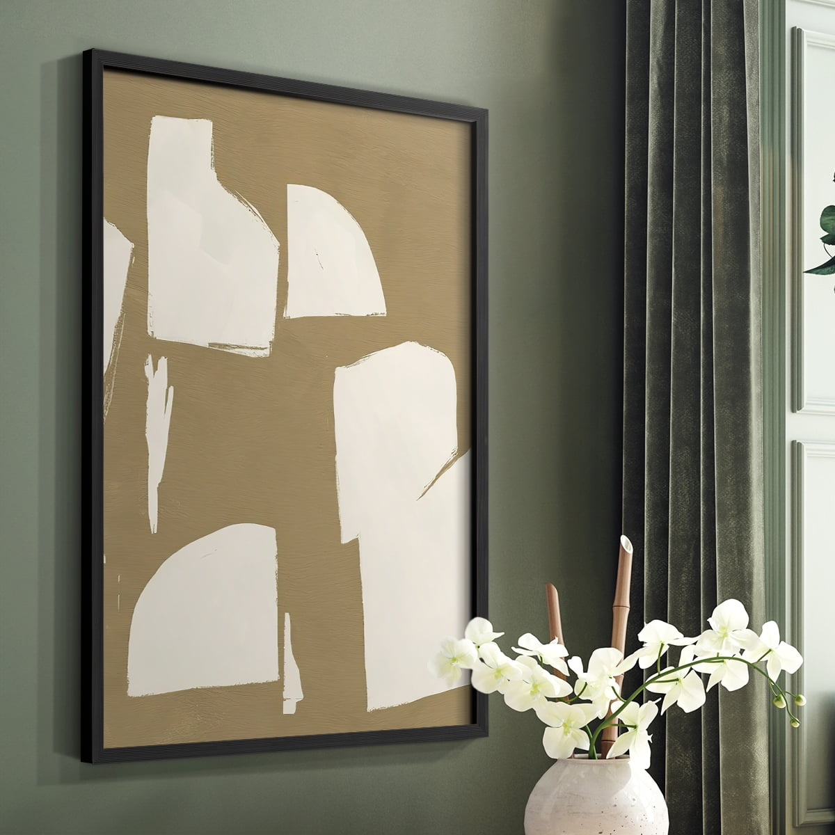 Chunky Abstract IV Framed Print in Black Solid Wood Framed Print No Nail Hanging