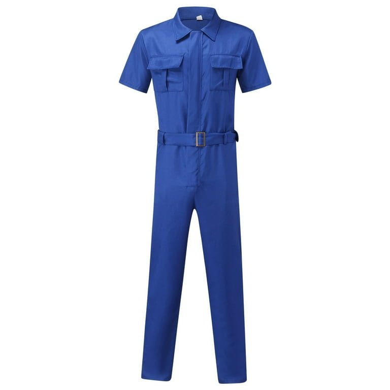 LISTHA Mens Casual Overalls,Short Sleeve Zip Up Coverall Basic