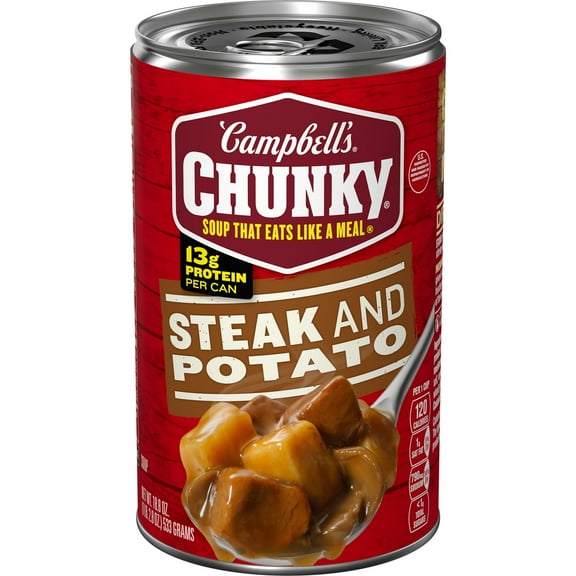 Campbell’s Chunky Soup, Ready to Serve Steak and Potato Soup, 18.8 oz Can, (Pack of 2)