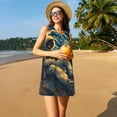 thumbnail image 3 of Balery Astronaut Starry Night Vestidos de verano para mujer con estampado: vestido holgado sin mangas, vestido playero informal y cómodo para días calurosos., 3 of 7