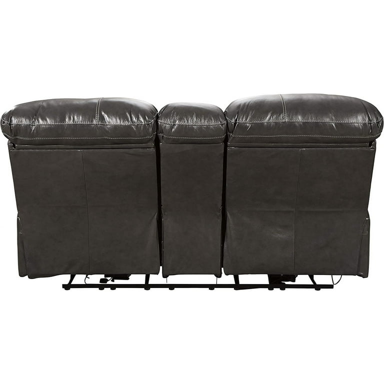 Ashley Furniture Hallstrung Leather Power Reclining Loveseat in Gray Walmart