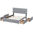 thumbnail image 4 of Kidkapers Light Grey Queen Storage Bed: Headboard, 4 Drawers. Upholstered Frame with Button Tufted Headboard. Wooden Slats. No Box Spring Required., 4 of 5