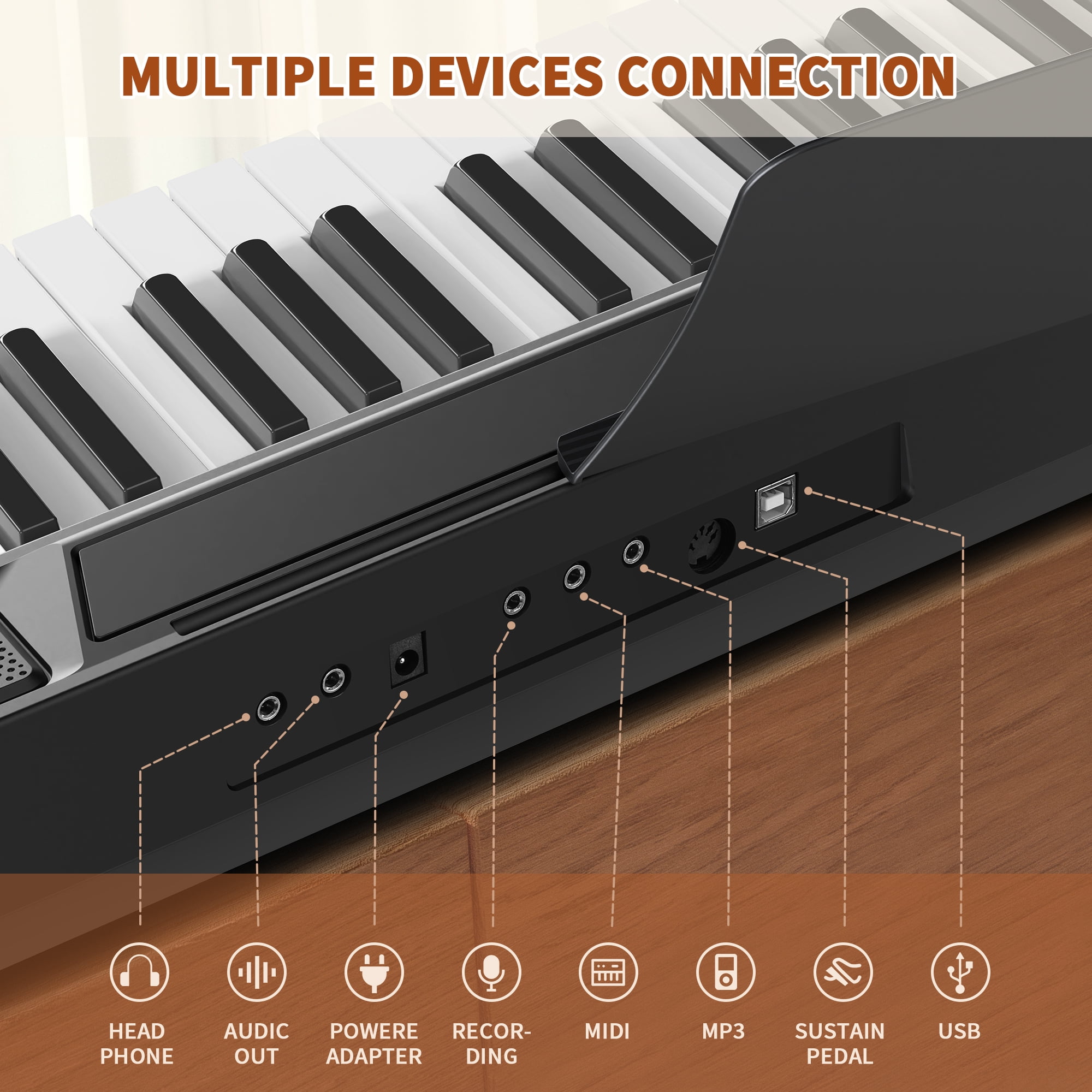 SUGIFT 88 Key Digital Piano Keyboard Semi-Weighted Piano Keyboard 88 Keys with Bluetooth, Piano Pedal, Stand, Carrying Case, and Headphones