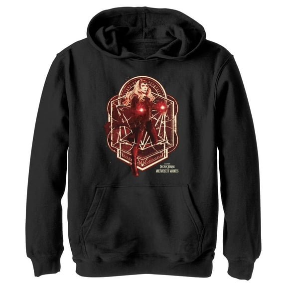 Boy's Marvel Doctor Strange in the Multiverse of Madness Wanda Maximoff  Pull Over Hoodie Black X Large