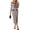 Khaki, variant on Women's Houndstooth Bow Square Neck Midi Dress 97% Polyester 3% Spandex for Elegant Professional Look for office wear