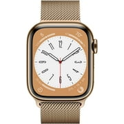 Restored Apple Watch Series 8 (GPS+Cellular, 41mm) - Gold Stainless Steel Case - Gold Milanese Loop Sport Band (Refurbished)