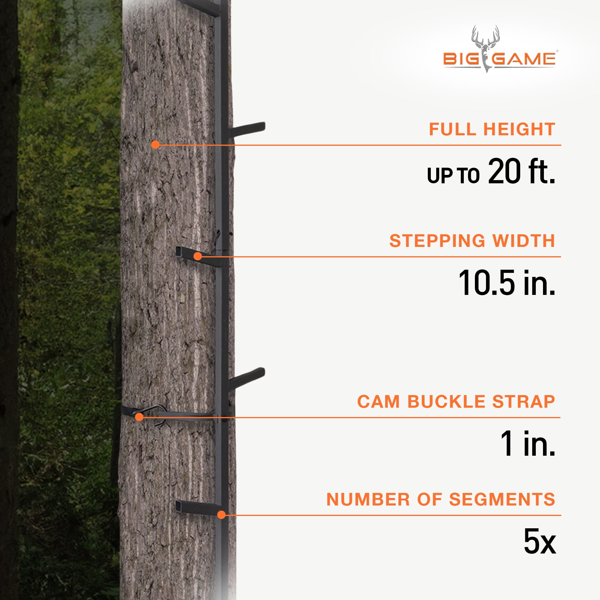 Big Game Quick-Stick Whitetail Deer Elk Mule Above Hunting Outdoors Slip Resistant Ladder Style Sections Climbing System