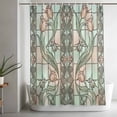 thumbnail image 5 of Stained Glass Standard Shower Curtain Set, Waterproof Shower Curtains for Bathroom, Vintage Colorful Flower Animal Textured Washable Fabric Bath Curtain for Bathtub Decoration with Hooks 72x72 Inches, 5 of 9