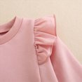 thumbnail image 4 of HCNTES Baby Girl Clothes Winter Girls Clothes Girl Winter Clothes Toddler Solid Color Ruffle Sleeved Crewneck Sweatshirts + Joggers Pants Set, 4 of 9