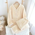 thumbnail image 2 of Ltctricy 2 Piece Winter Pajamas Set for Women Warm Sleepwear Homewear Fleece Button Shirts and Fuzzy Pants Lounge Outfits, 2 of 6