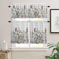 thumbnail image 2 of Spring Floral Kitchen Curtains, Gray Plaid Farmhouse Flowers Watercolor 3-Piece Kitchen Curtain Valance and Tiers Set 24 Inch Length, Rod Pocket Half Window Curtains for Cafe Living Room Bathroom, 2 of 4