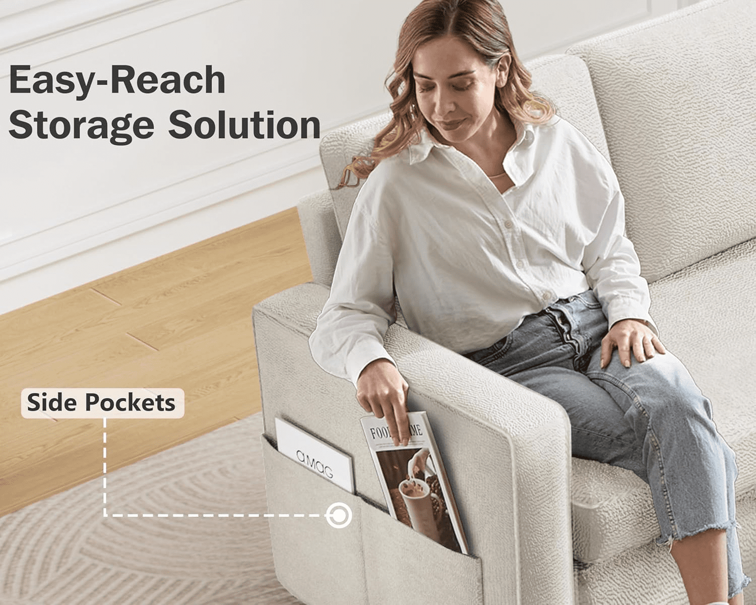 Vipbear 81" Sleeper Sofa Bed with Pull Out Bed, L Shaped Couch Sectional Sleeper Sofa, Pull Out Couch with Reversible Storage Chaise, Side Pockets, Chenille Beige