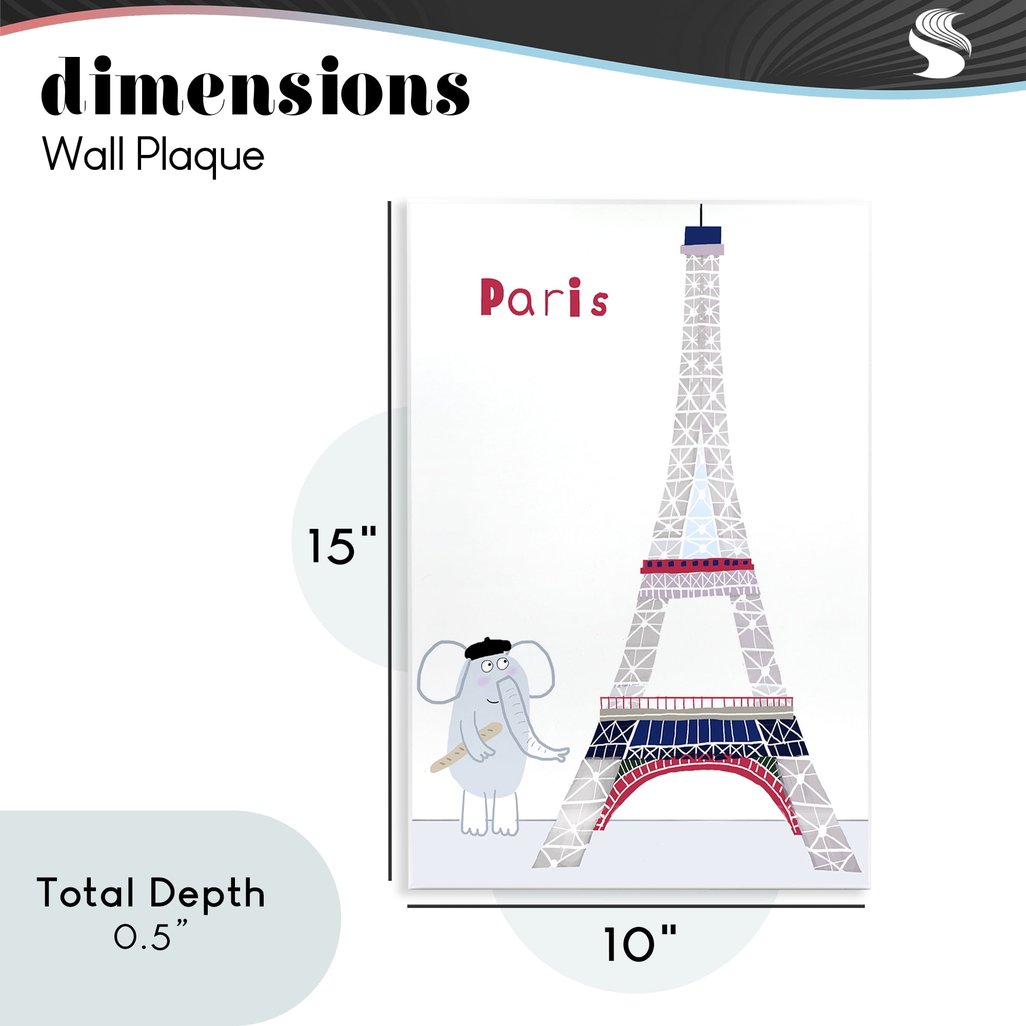 Elephant & Eiffel Tower Wall Plaque Art, design by Carla Daly