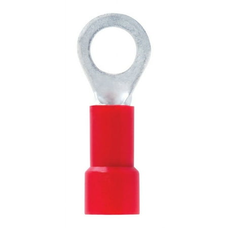 Jandorf 60974 Ring Terminal, 22 to 18 AWG Wire, #10 Stud, Vinyl Insulation, Copper Contact, Red