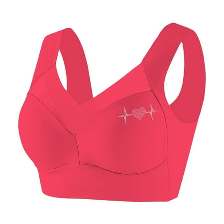 HYSYSB Sports Bras for Women balconette Bras for Women bras No Underwire Full Support compression Bra without Ring Vest Underwear Thin Side Breasts Gathered Bra plus Size Sports Bra Red 4XL