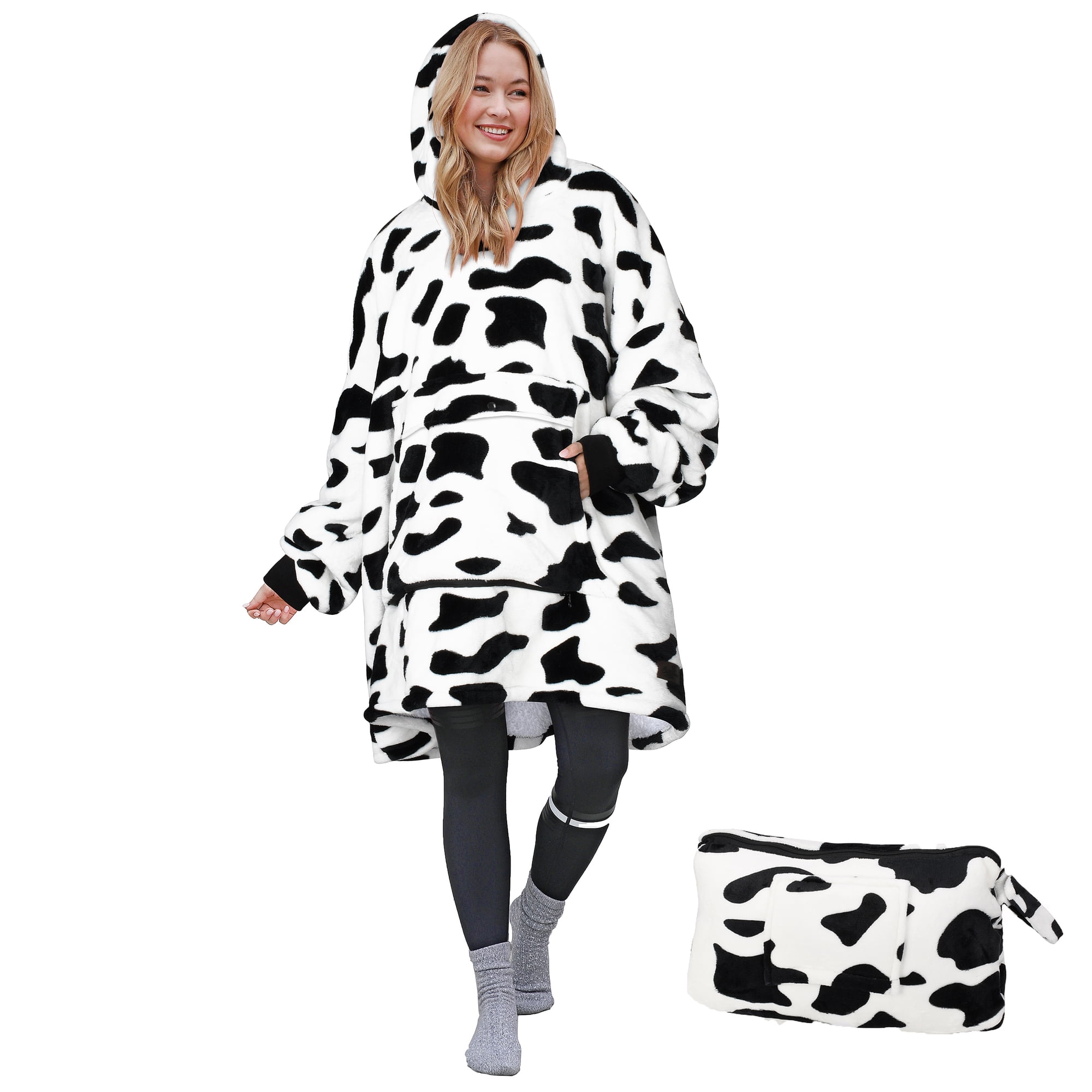 Catalonia Oversized Blanket Hoodie Sweatshirt, Wearable Sherpa Blanket Pullover, Soft Warm Comfortable Portable Travel Sweater Pillow for Adults Men Women, Gift for Her