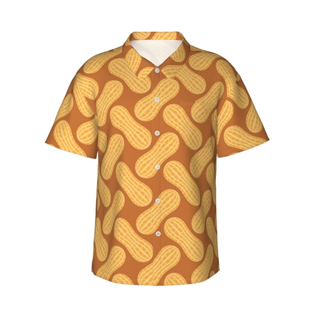 Fotbe Peanuts6 Camisa Hawaiana para Hombre Unisex – Camisa Casual de Verano con Botones de Manga Corta de Algodón y Lino,Medium