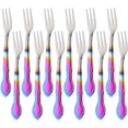 thumbnail image 1 of 12-Piece Oyster Fork Set, Stainless Steel Cake Forks Service for 12 Silverware Flatware Utensils-5.9 Inches, Gradient Rainbow, 1 of 6