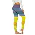 thumbnail image 3 of Gyexs Striped Tights for Women - Green and White / Pink and Purple / Yellow and Blue, Rainbow Print Leggings Blue & Size XL, 3 of 5