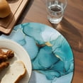 thumbnail image 3 of Marble Teal Round 13 Inch Placemats Set of 2, Golden Ink Painting Abstract Modern HeatResistant Non Slip Place Mats for Dining Table, Wipeable Braided Kitchen Table Mats for Housewarming, 3 of 9