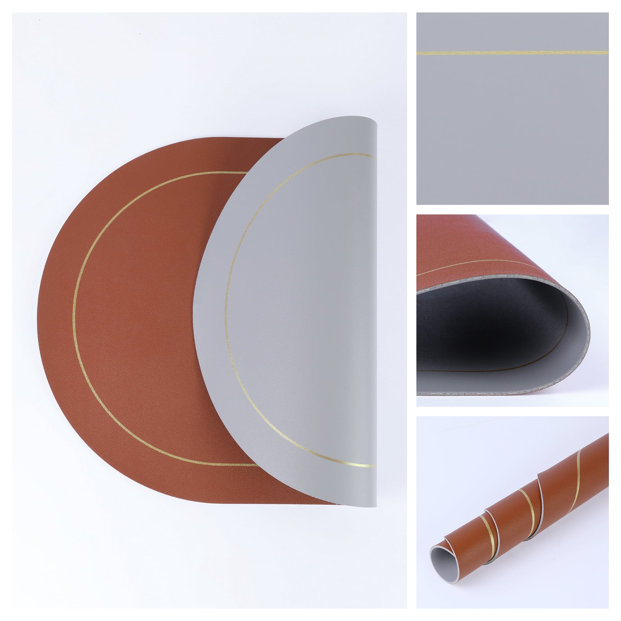 Unique Bargains Faux Leather Placemats for Kitchen Washable Table Placemats 6pk Brown Gray