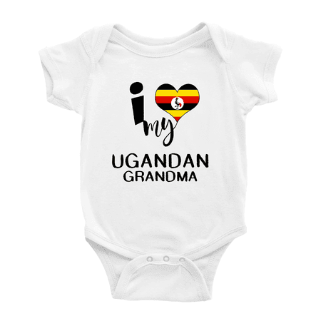 

I Heart My Ugandan Grandma Love Uganda Flag Infant Baby Bodysuit (White 0-3 Months)
