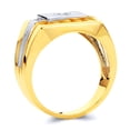 thumbnail image 2 of Wellingsale Mens Solid 14k Two 2 Tone White and Yellow Gold Polished CZ Cubic Zirconia Right Hand Ring Band - Size 9, 2 of 5