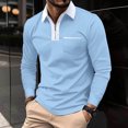 thumbnail image 2 of ZCFZJW Men's Quarter Zip Up Pullover Trendy Slim Fit Lapel Collar V Neck Long Sleeve Sweaters Casual Polo Sweatshirt Fashion Golf Ball Shirt Tops with Pockets Light Blue XL, 2 of 6