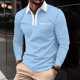 thumbnail image 1 of pstuiky manga larga para hombre, Camisa de golf de moda para hombre, de manga larga, con bolsillo y cuello abatible, de color liso salir tops m, 1 of 6