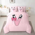 thumbnail image 2 of Erosebridal Letter Initial V Bedding Sets Twin Size,Kawaii Bow Comforter Sets with Sheets,Super Cozy Reversible Bed in a Bag Twin size,Cow Print Decor,7pcs, 2 of 6
