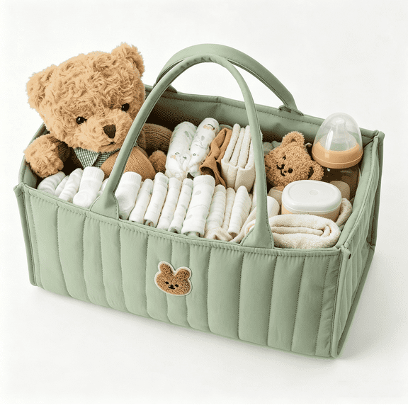 Portable Nursery Organizer Baby Diaper Caddy Organizer for Changing Table, Portable Nursery Storage Basket Dresser Top