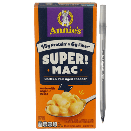 1+ Annie's Super Mac Shells & Real Aged Cheddar with pen