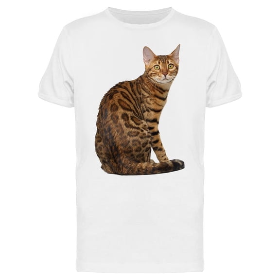 Bengal Cat Sitting Back T-Shirt Men -Image by Shutterstock, Male Large