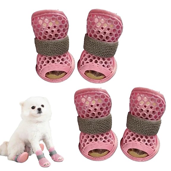 Summer Breathable Dog Shoes for Small Dogs, Breathable Mesh Dog Boots for Summer Hot Pavement, Adjustable Non Slip Paw Protectors, for Summers Cats and Dogs