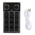 thumbnail image 1 of Programmable Macro Keyboard 2 Knobs Blue Switch Black 12 Keys Mini Keypad with RGB for Office Games Music Media, 1 of 5