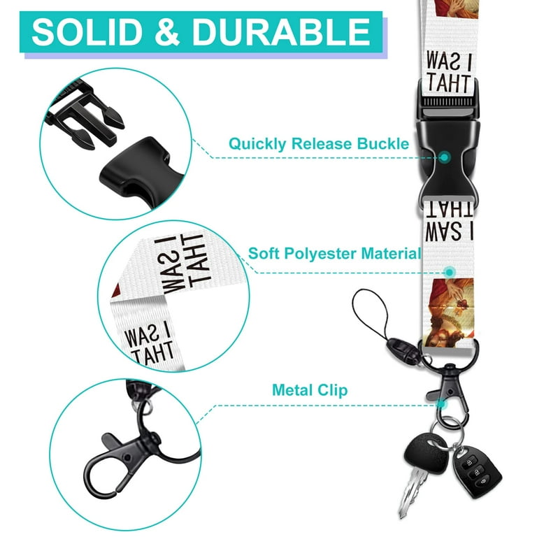 ID Badge Holder with Lanyard and Retractable Badge Reel Belt Clip, Funny I  Saw That Key Keychain Lanyards Clip On Badge Extender Vertical ID Sleeve  for Women Men 