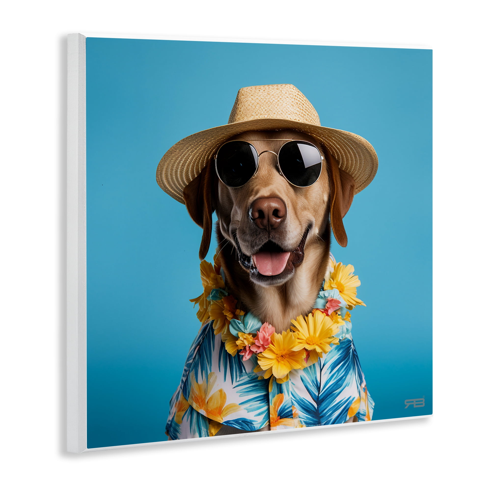 Stupell Industries Dog with Aloha Shirt Animals & Insects Painting Unframed Art Print Wall Art, 12 x 12