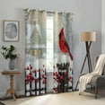 thumbnail image 5 of Aristuring Cardinal Snow Perforated Blackout Curtains 2-Pack Light Blocking Curtains Christmas Theme 63x72in, 5 of 8